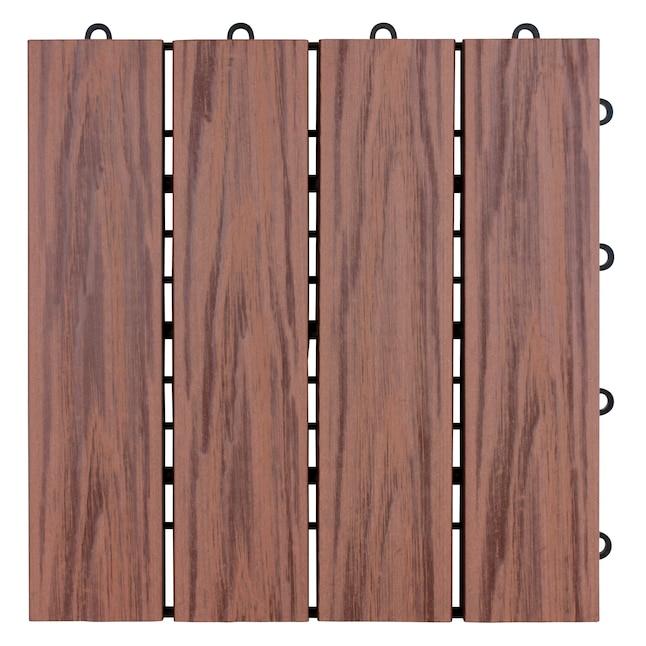 12-Pack EMSCO Group 11.8-in L x 11.8-in W x 0.866-in H Dark Brown Plastic Interlocking Patio Kit