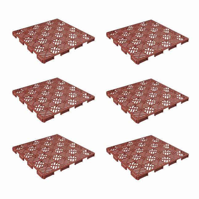 6-Pack Patio Tiles 11.5-in L x 11.5-in W x 0.5-in H Terracotta Plastic Interlocking Paver