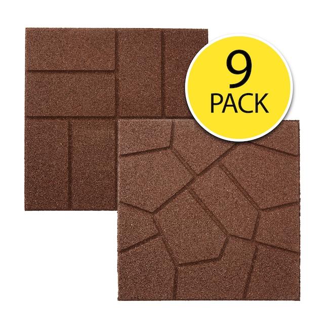 9-Pack Dual-Sided 16-in L x 16-in W x 0.75-in H Brown Rubber Paver