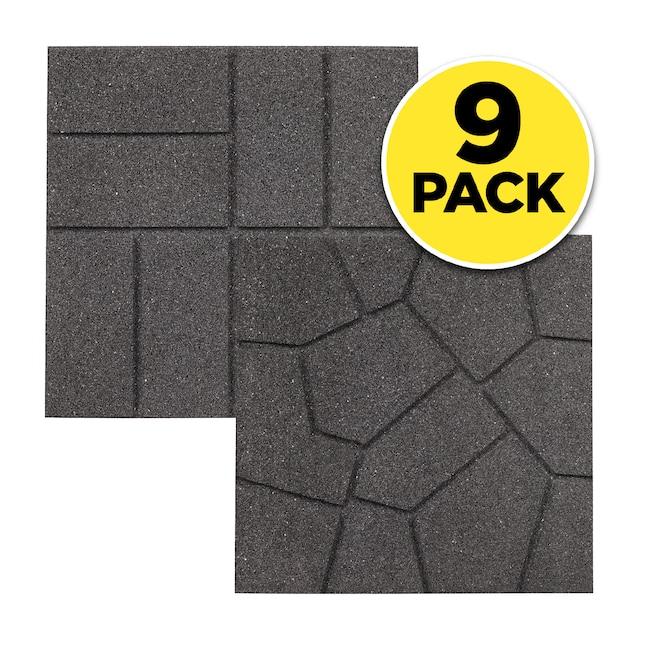 9-Pack Dual-Sided 16-in L x 16-in W x 0.75-in H Gray Rubber Paver