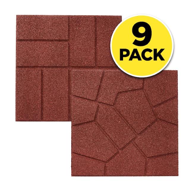9-Pack Dual-Sided 16-in L x 16-in W x 0.75-in H Red Rubber Paver