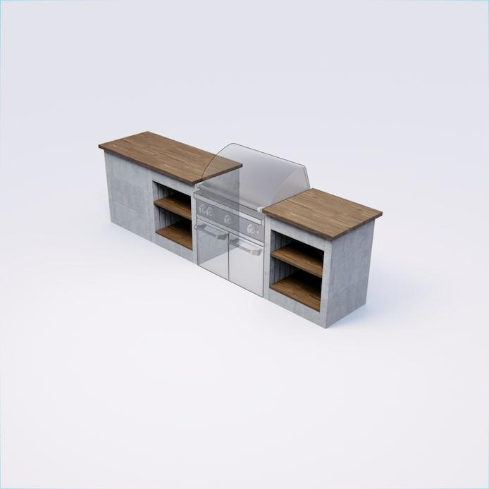 DESIGNFORMS BBQ Surround Combo - 2 Counter Shelves & 1 Counter Height