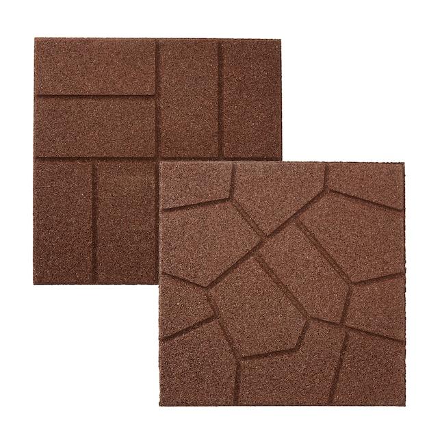 Dual-Sided 16-in L x 16-in W x 0.75-in H Brown Rubber Paver