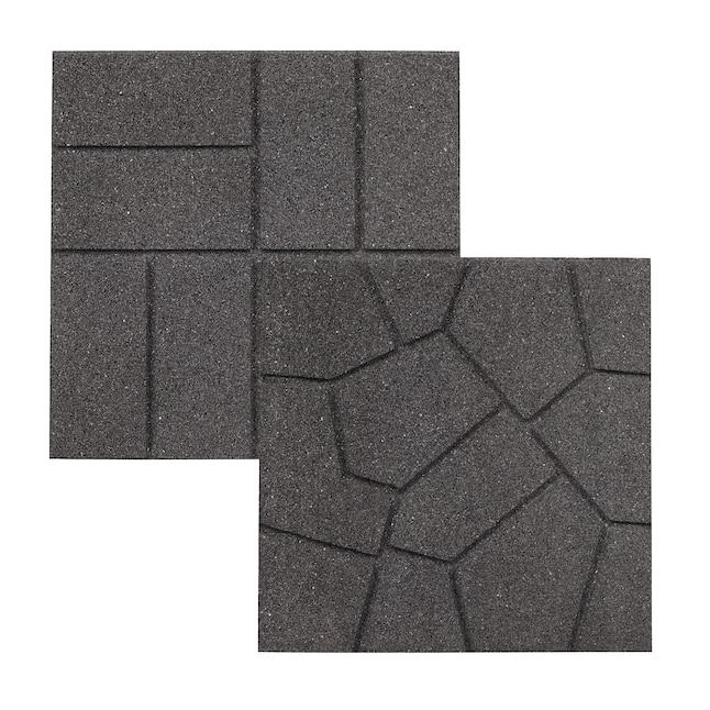 Dual-Sided 16-in L x 16-in W x 0.75-in H Gray Rubber Paver