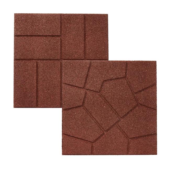 Dual-Sided 16-in L x 16-in W x 0.75-in H Red Rubber Paver