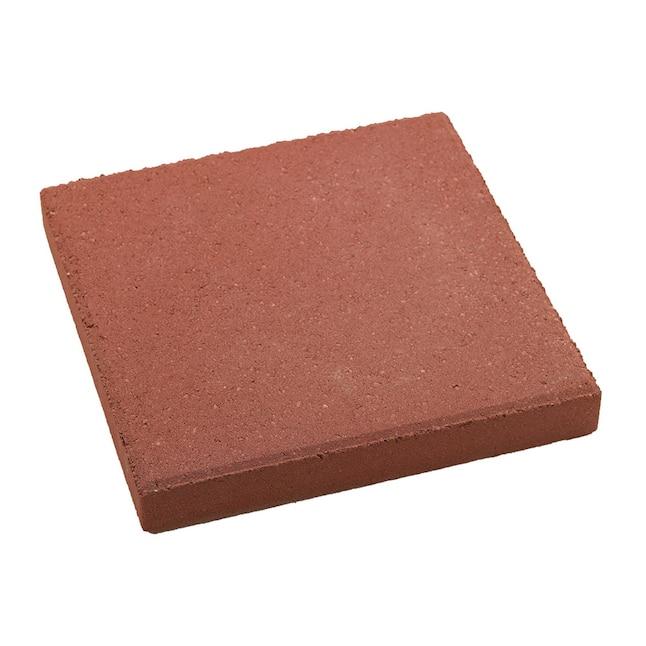 Square 12-in L x 12-in W x 2-in H Red Concrete Patio Stone